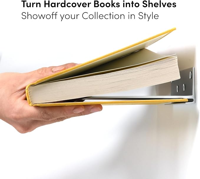 Floating Invisible Bookshelf Wall Mounted (Set of 4) - Aluminum - Turn Books into Floating Shelves