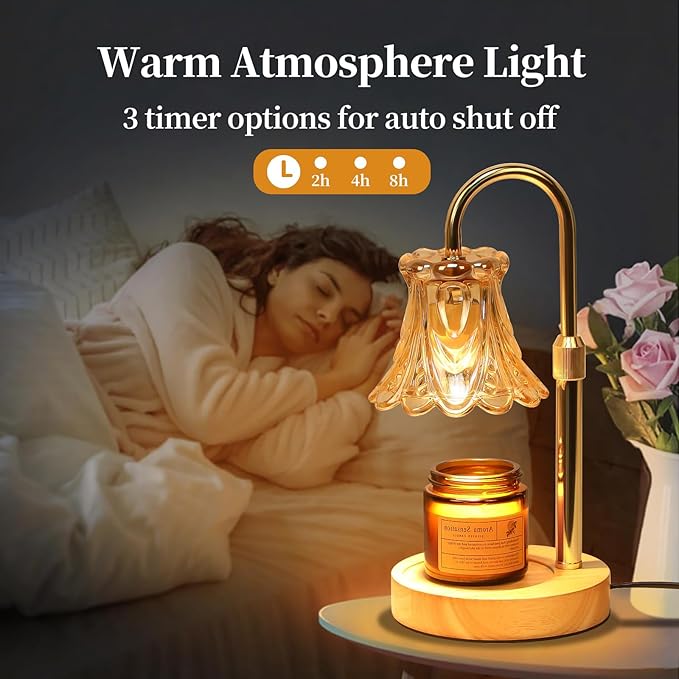 GEEZO Fragrance Candle Warmer Lamp，Electric Candle Warmer with Timer & Dimmer，Mom Christmas Birthday Gifts for Women, House Warming Gifts New Home Bedroom Decor
