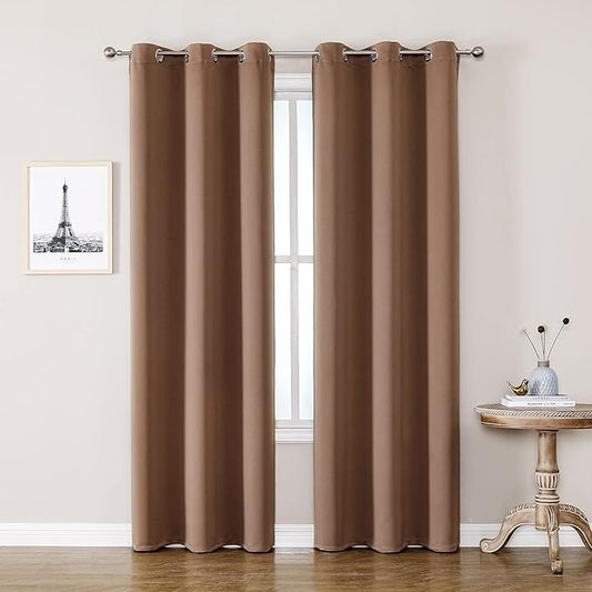 ChrisDowa Blackout Curtains 72 inches Long for Bedroom - 2 Panels Set Grommet Thermal Insulated Room Darkening Curtains for Living Room (Cappuccino, 42 x 72 Inch)