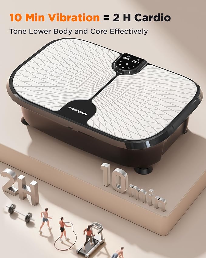 FEIERDUN Vibration Plate Exercise Machine, 400 LBS Capacity Vibration Plate for Lymphatic Drainage, Max Space for Whole-Body Workout & Relaxation at Home