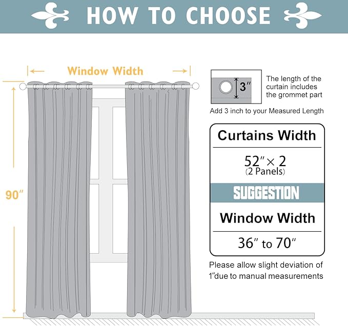 ChrisDowa Room Darkening Curtains 90 Inches Long 2 Panels Set for Living Room, Grommet Thermal Insulated Blackout Curtains for Bedroom (Sky Blue, 52 x 90 Inch)