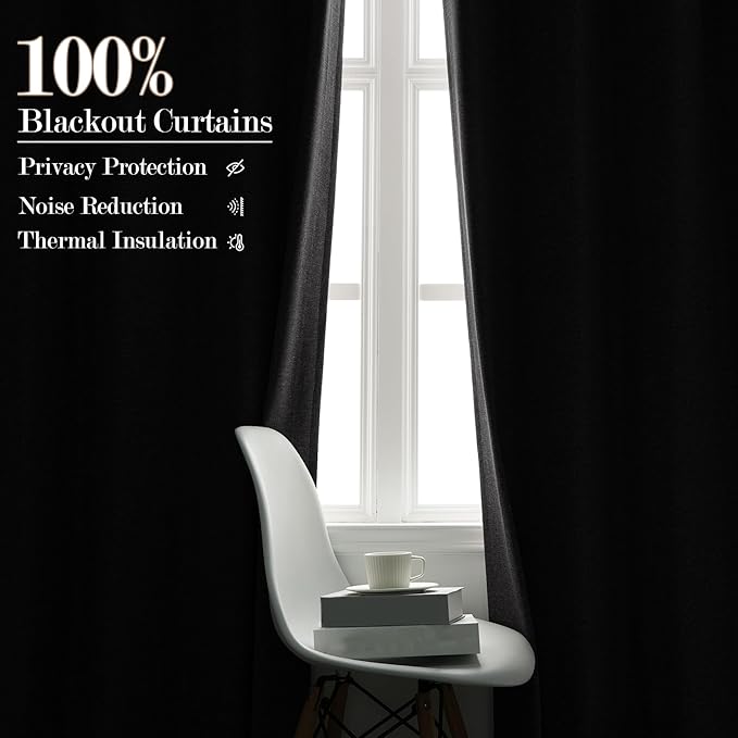 100% Blackout Linen Textured Drapes for Bedroom Pinch Pleated Curtains for Track System Portable Drapery for Sliding Glass Door/Storage/Space Room Divider, 70" Wx102 L, 1 PC, Gray