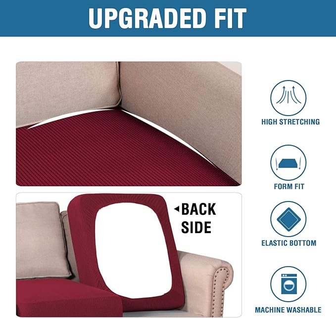 H.VERSAILTEX Super Stretch Stylish Cushions Covers/Furniture Cover Spandex Jacquard Small Checked Pattern Super Soft Slipcover Washable Individual