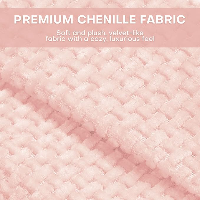 Chenille Fabric Accent Chair, Upholstered Armchair with Solid Wood Legs, Modern Living Room Accent Chair, Comfy Single Sofa Chair Reading Club Chair for Bedroom Reception Lounge, Pink