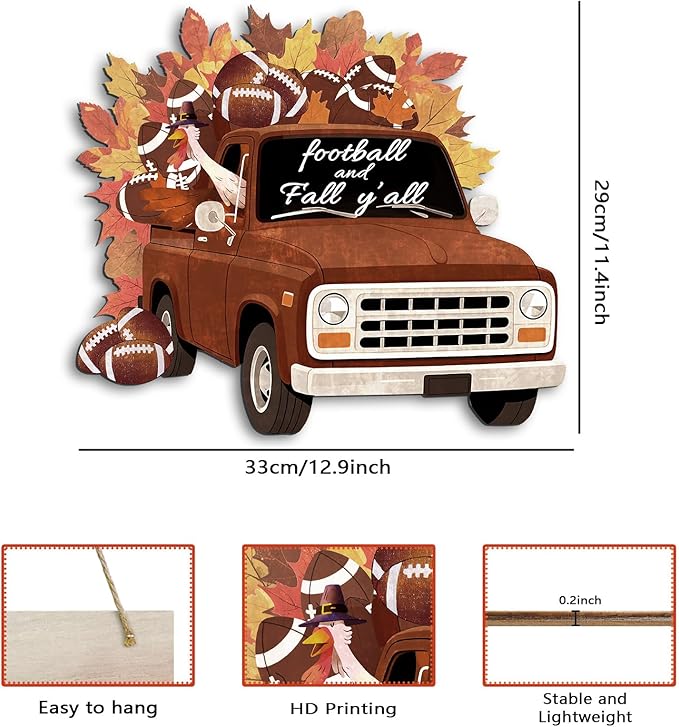 COLOR VALLEY ART Fall Pumpkin Welcome Sign Hello Fall Wood Hanging Decoration Autumn Wooden Signs Rustic Thanksgiving Decorative for Porch Home Wall Indoor Decor, 12.9L''x11.4W'' (Car)