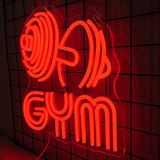 Dumbbell Neon Sign Barbell Gym Neon Signs Gym Letter Neon Light Gym Red Barbell Neon Light Sign for Sports Room, Decor Club,Party Bar,Fitness Club Decoration(Red)