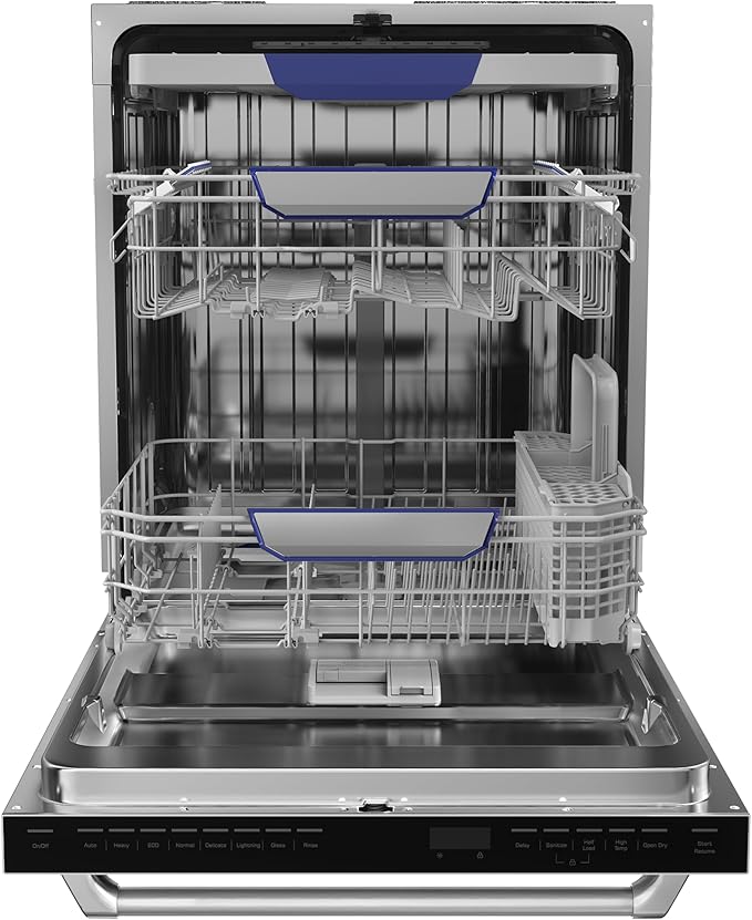 Empava 24 Inch Built-in Dishwasher, Stainless Steel Tub, 15 Place Settings 8 Wash Cycles, 3 Racks, Dual-Dry System, Top Control, 45 dB Ultra Quiet, Energy Star & UL Certified