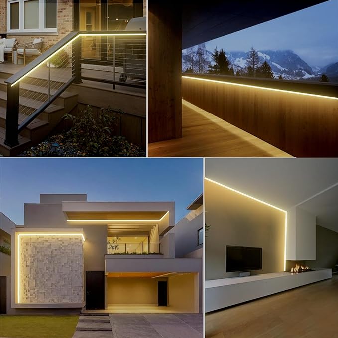 GZBtech Flexible LED Neon Rope Lights 16.4FT,AC 110-120V Waterproof Strip Light, 120LEDs/M Cuttable Connectable Neon Lighting for Indoor Outdoor Home Decor/Commercial Building Use-Warm White 5M