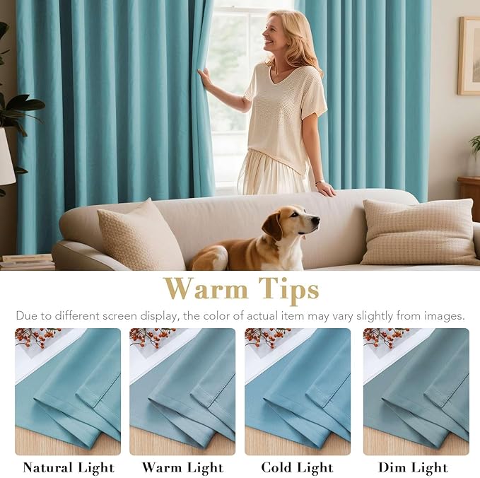 H.VERSAILTEX Blackout Curtains for Bedroom Living Room Thermal Insulated Drapes Innovated Microfiber Window Panels Drapes, Grommet Top, 52 by 96 - Inch -Set of 2 - Aqua