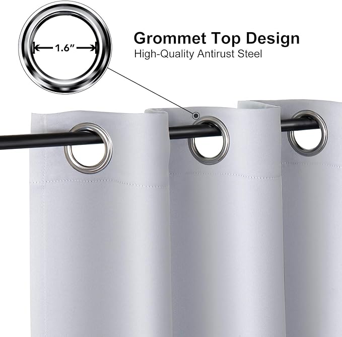 ChrisDowa Small Window Curtains 40 inches Long for Bedroom - Grommet Short Thermal Insulated Room Darkening Curtains for Kitchen (2 Panels, Greyish White, 29 x 40 Inch)