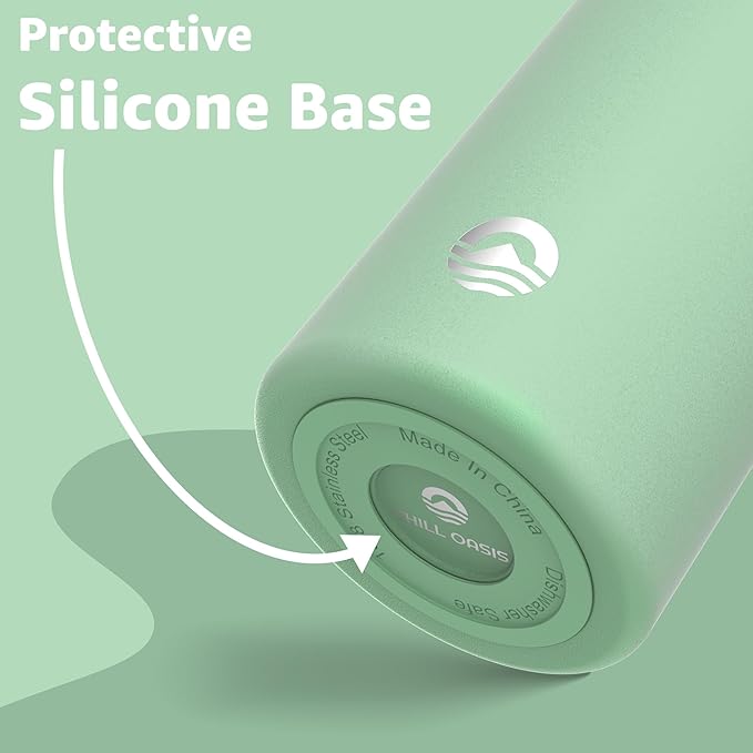 Chill Oasis Water Bottle | Compatible With Popular Flavor Cartridges | BPA Free, Leak Proof, Double-Walled Vacuum Insulated Stainless Steel, and Dishwasher Safe | Cold for 24 Hours (Sage, 12oz)