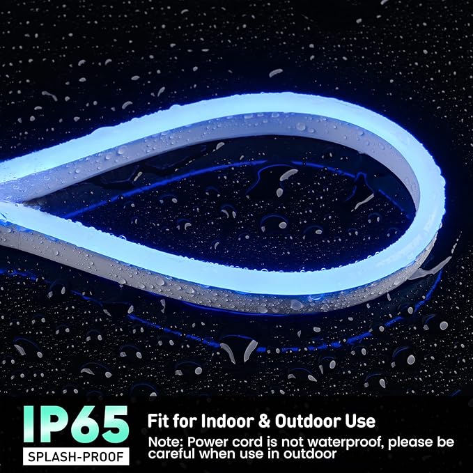 GZBtech Flexible LED Neon Rope Lights 66FT,AC 110-120V Waterproof Strip Light, 120 LEDs/M Cuttable Connectable Neon Lighting for Indoor Outdoor Home Decor/Commercial Building Use-Blue 20M