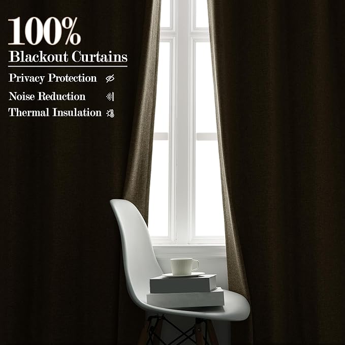 Extra Wide 100% Blackout Linen Textured Curtains - Room Dividers, W200 x L96 (1 Panel), Pinch Pleat Drapes for Living Room, Full Light Block Out Drapery for Sliding Door, Ivory White