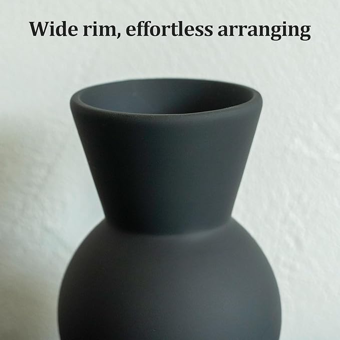 Fake Flowers in Vase for Centerpieces, Faux Flowers in Modern Ceramic Vase Set of 3 with 8 Artificial Autumn Chrysanthemums Home Decor