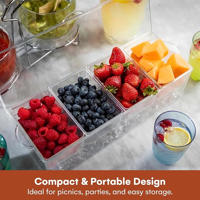 Estilo 4 Section Condiment on Ice, Clear (1-(Pack))