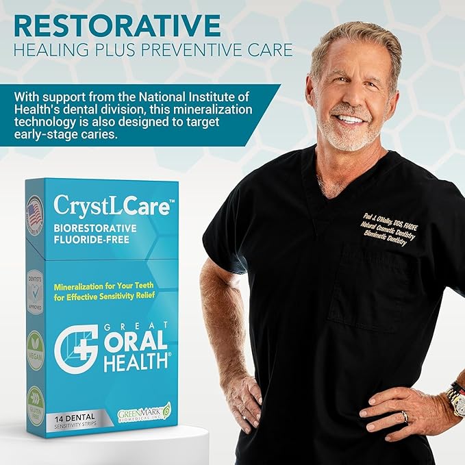 CrystLCare Tooth Sensitivity Treatment for Rapid and Long Lasting Relief for Adults & Kids – Sensitive Teeth Dental Strips for Hydroxyapatite Enamel Remineralization & Tooth Enamel Repair (14 Count)