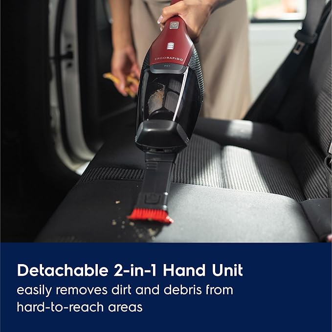 Electrolux Ergorapido Pet Cordless 2-in-1 Vacuum Cleaner with Motorized Pet Nozzle for Easy Pet Hair Removal, 48-Minute Run Time, 2 Power Modes, Chili Red