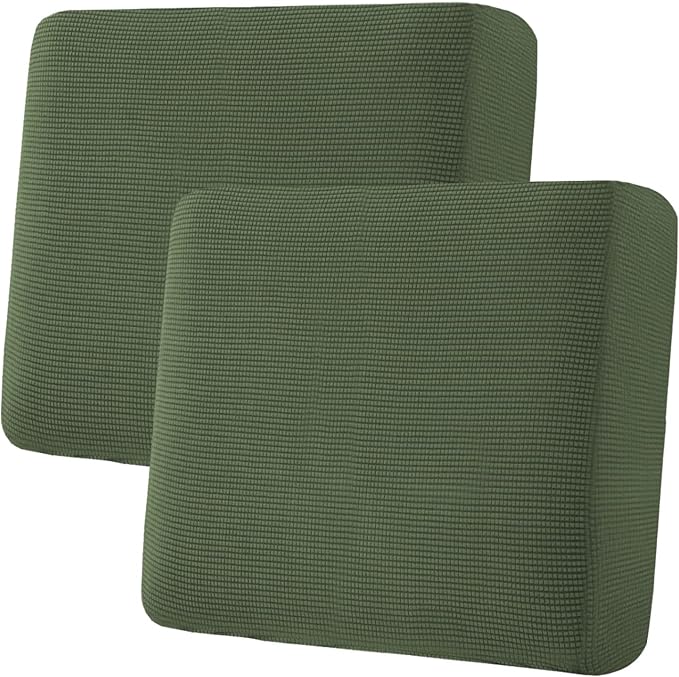 H.VERSAILTEX Super Stretch Individual Seat Cushion Covers Sofa Covers Couch Cushion Covers Slipcover Sets Thick Jacquard Textured Twill Fabric (2 Piece Large Sofa Cushion Covers, Bronze Green)