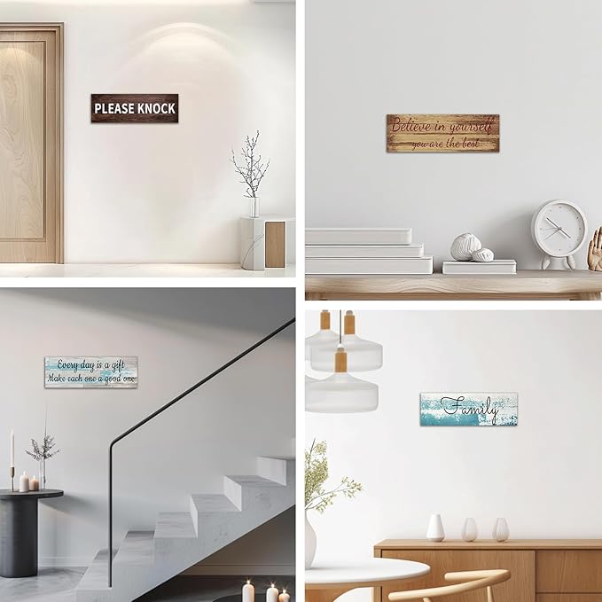 CHAOSETKEN Custom Text Sign Wall Art Personalized Family Quote Wall Decor Family Sign Canvas Prints Customized Wood Text Quote Pictures Rustic Farmhouse Decor Framed (15L x 5W)