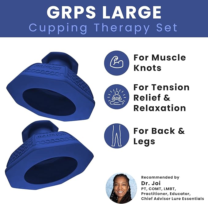 Cupping Therapy Set – Cupping Kit for Massage Therapy – Silicone Cups – Massage Cups – Smart Cupping for Fascia and Myofascial Release (Large, Blue)