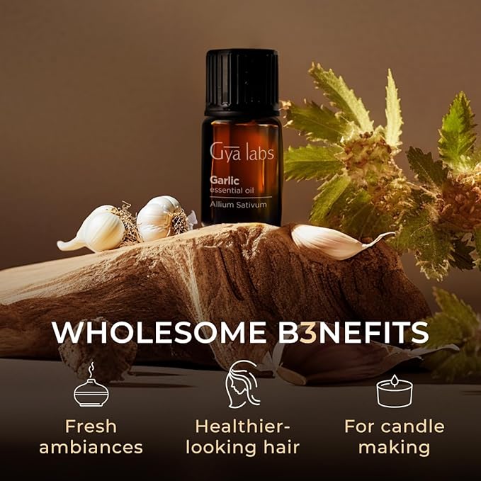 Gya Labs Garlic Essential Oil for Diffuser - 0.34 Fl Oz - 100% Pure Natural Garlic Oil for Skin, Hair, Candle Making Scent