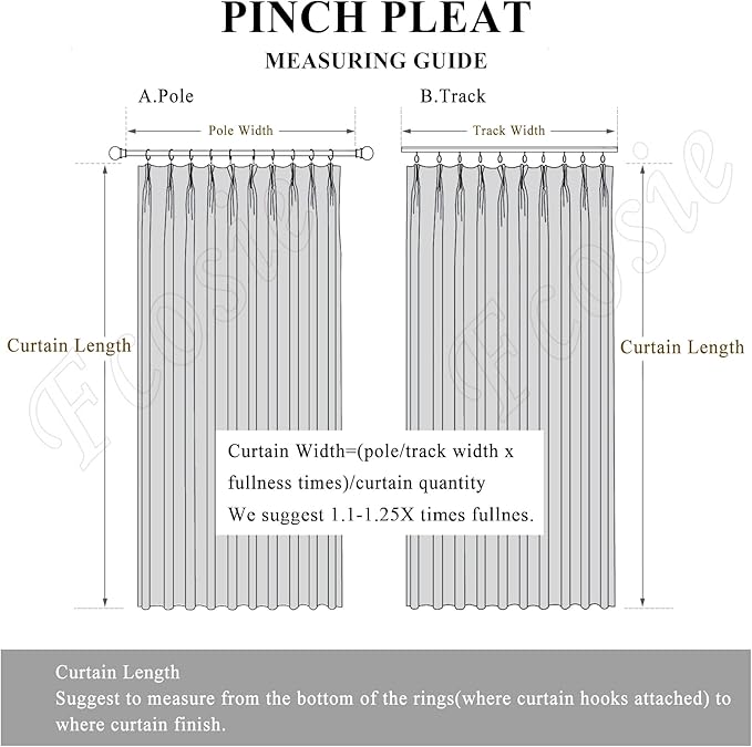 100% Blackout Linen Textured Drapes for Bedroom Pinch Pleated Curtains for Track System Portable Drapery for Sliding Glass Door/Storage/Space Room Divider, 70" Wx84 L, 1 PC, Gray