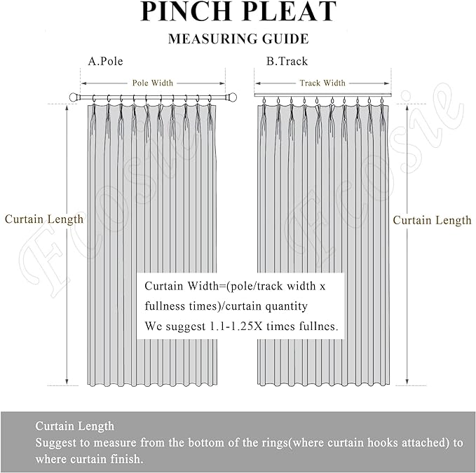 70" W x 108" L Faux Linen Room Divider Curtains, Full Blackout Pinch Pleated Drapes for Traverse Rod, Bedroom Divider Privacy Drapery with Hooks for Ceiling Track, 1 Panel, Beige