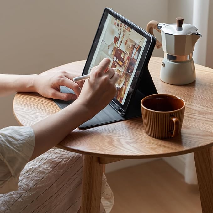 100% Solid Oak Small Tall Side Table, Mid Century Modern Coffee Table for Small Spaces, Living Room End Table with Stable Frame for Bedroom Couch, (Natural, 21.65" D x 21.65" W x 29.53" H)
