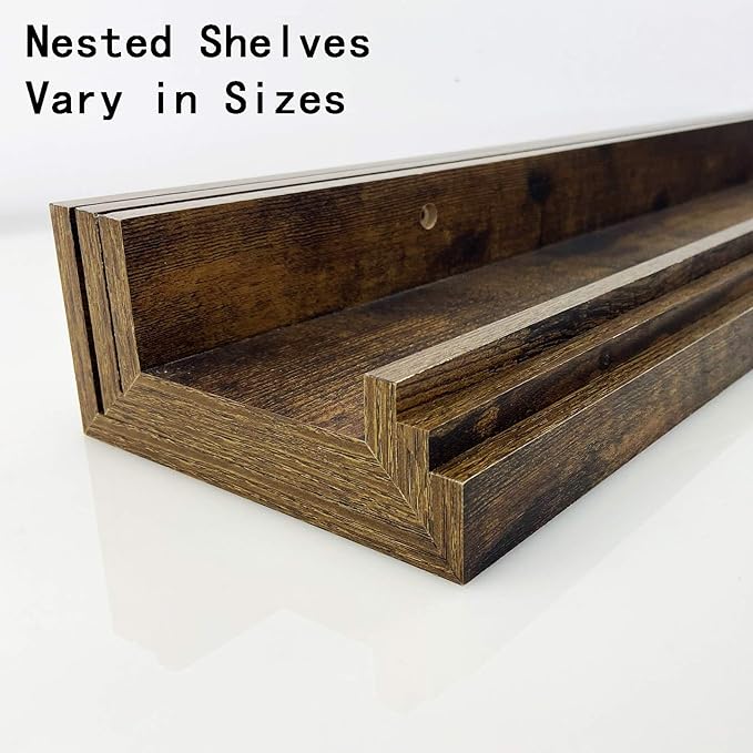 Giftgarden 36 Inch Large Floating Shelves for Wall Set of 3, Rustic Picture Ledge Wall Shelf for Bedroom Kitchen Bathroom Living Room Nursery Display, 3 Different Sizes