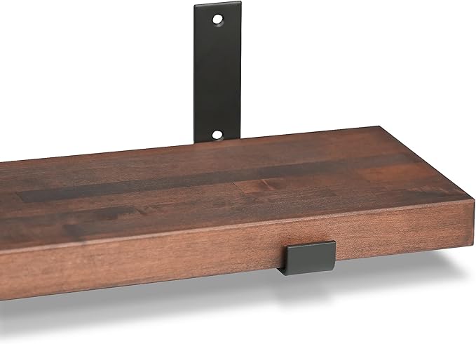 CONSDAN Floating Shelves for Wall Mounted Book Shelf Hanging Shelves Floating Bookshelf for Bedroom, Bathroom, Living Room, Kitchen USA Grown Solid Hardwood, Dark Maple 36x7.5x1.5 in (Set of 3)