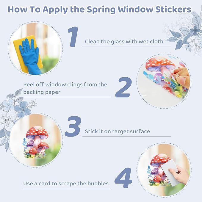 DC-BEAUTIFUL 116 PCS Spring Window Clings, 9 Sheets Double-Sided Hummingbird Butterfly Flower Easter Window Stickers, Reusable Static Floral Window Decals for Home School Office Party Decors