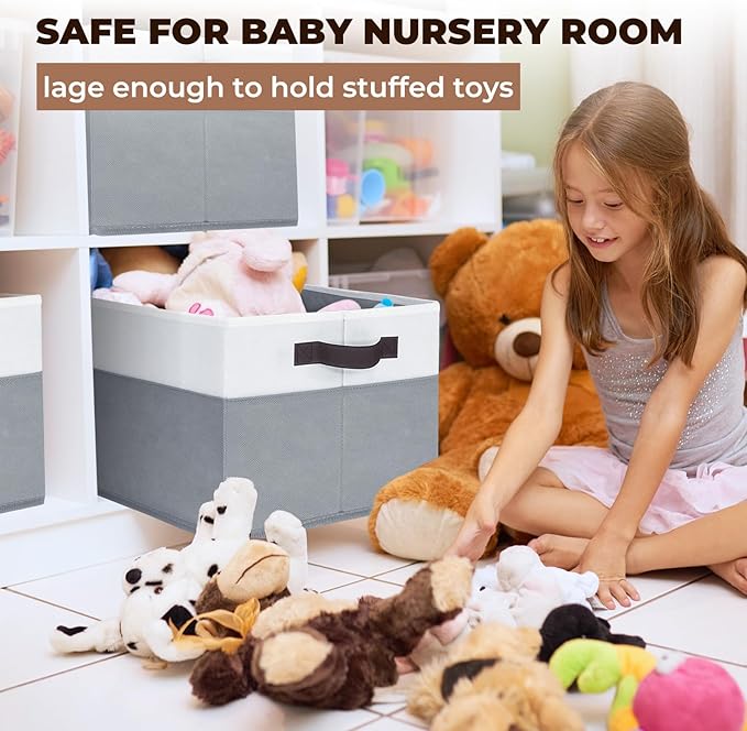 Criusia 6 Pack Clothes Bins for Organization - 16x12 Extra Large Storage Baskets for Shelves Closet Bedroom - Toy Storage Organizer Bins Boxes Cubes for Nursery - RV Apartment Essentials