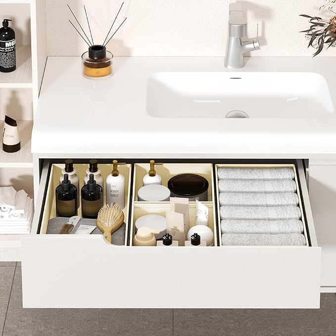 DIMJ Drawer Organizer Clothes 15 Pack - Foldable Baby Organizers and Storage & Dresser Organizer for Bedroom, Closet - Nursery Organization Dresser Dividers for underwear, Sock,Bra, Belt, Tie, Beige