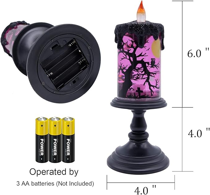 Eldnacele Halloween Snow Globe Candles Lighted Lamp, Battery Operated Spinning Water Glittering Tornado Flameless Candles Table Centerpiece for Halloween Decoration Indoor(Ghost)