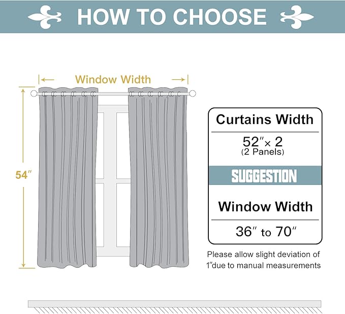 ChrisDowa Grommet Blackout Curtains for Bedroom and Living Room - 2 Panels Set Thermal Insulated Room Darkening Curtains (Stone Blue, 52W x 54L)