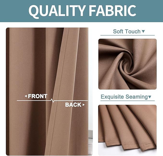 ChrisDowa Blackout Curtains 78 inches Long for Bedroom - 2 Panels Set Grommet Thermal Insulated Room Darkening Curtains for Living Room (Cappuccino, 42 x 78 Inch)