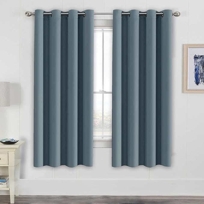H.VERSAILTEX Elegant Thermal Insulated Blackout Curtains - Nickel Grommet Window Drapes for Living Room/Bedroom - Stone Blue - 52" W x 72" L - (Set of 2 Panels)