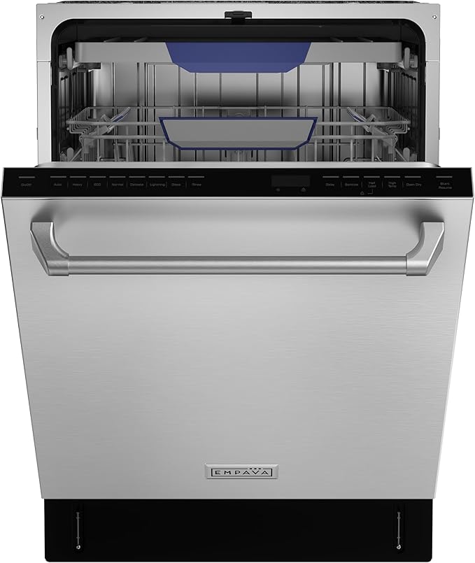 Empava 24 Inch Built-in Dishwasher, Stainless Steel Tub, 15 Place Settings 8 Wash Cycles, 3 Racks, Dual-Dry System, Top Control, 45 dB Ultra Quiet, Energy Star & UL Certified