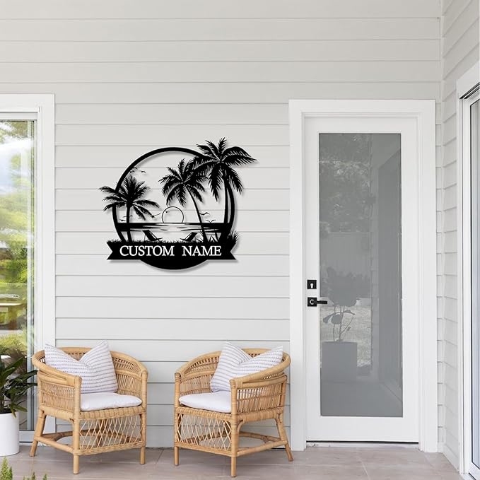 Custom Metal Beach Wall Art Sign - Personalized Size Outdoor/Indoor, Surfboard Decor, Lake House & Coastal Home Decor, Summer Gift - MADE IN USA