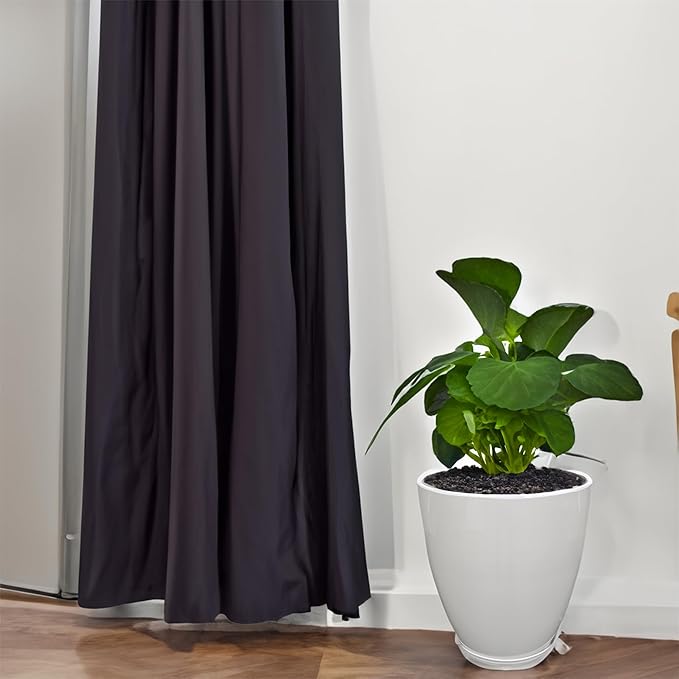 FixtureDisplays® 11.8" Diameter 11.8" Tall White Plant Pots, Plastic Flower Pots with Drainage Holes and Saucers for Indoor and Outdoor 15748-NF