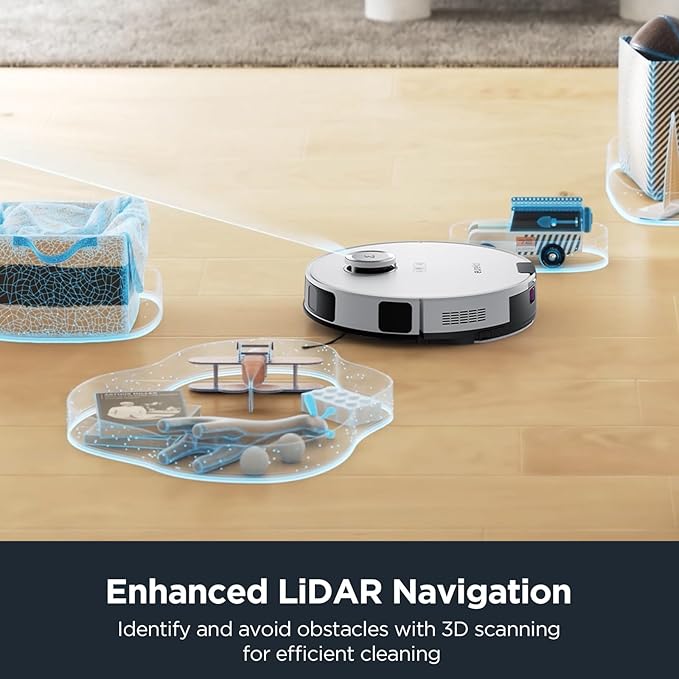 Eureka Robot Vacuum with Bagless Self Emptying Station, 2 in 1 Robotic Vacuum and Mop Combo, 60-Day Capacity, 4000Pa Suction, Auto Lifting Mop, LiDAR Navigation,NER E10s