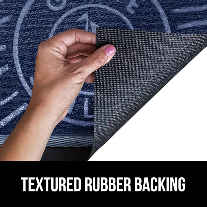 GORILLA GRIP 100% Waterproof All-Season WeatherMax Doormat 35x23, US Designed Natural Rubber, Stain and Fade Resistant, Low Profile Indoor Outdoor Door Mats, Easy Clean Patio Mat, Blue Sailing