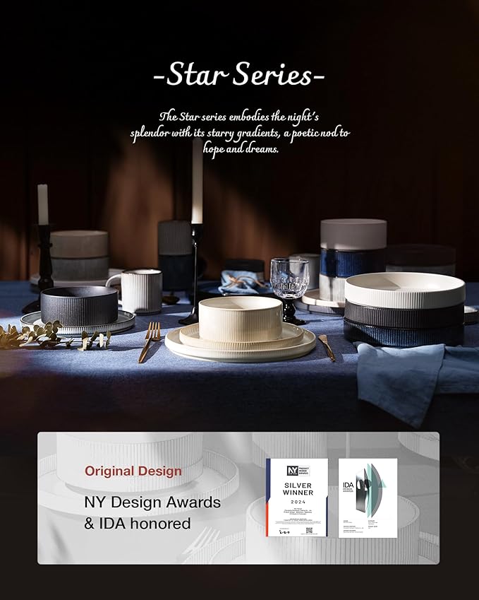 famiware Coffee Mug Set for 6, Star 12 oz Catering Mugs Cup Set with Handle for Coffee, Tea, Cocoa, Milk - Ceramic Stoneware Drinkware Set, Cappuccino White