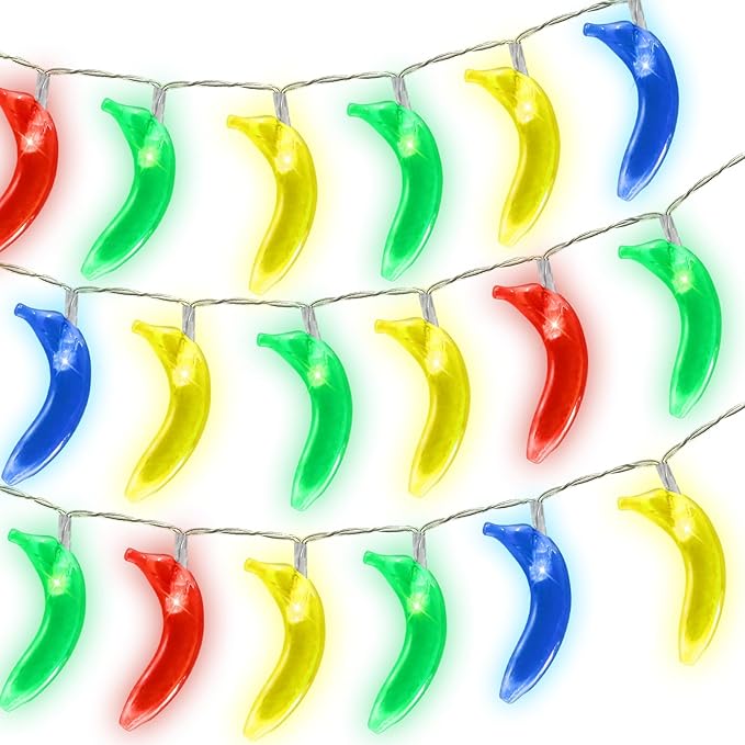 Couah [ 8 Modes & Timer ] Tropical Fruit Banana String Lights, 16 FT Summer String Lights with 30LED Banana Lights, Summer Fairy Lights Battery Operated for Tropical Beach Party Birthday Summer Decor