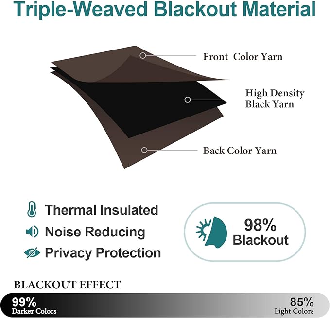 ChrisDowa Blackout Curtains 108 Inches Long 2 Panels Set for Living Room, Grommet Thermal Insulated Room Darkening Curtains for Bedroom (Brown, 52 x 108 Inch)
