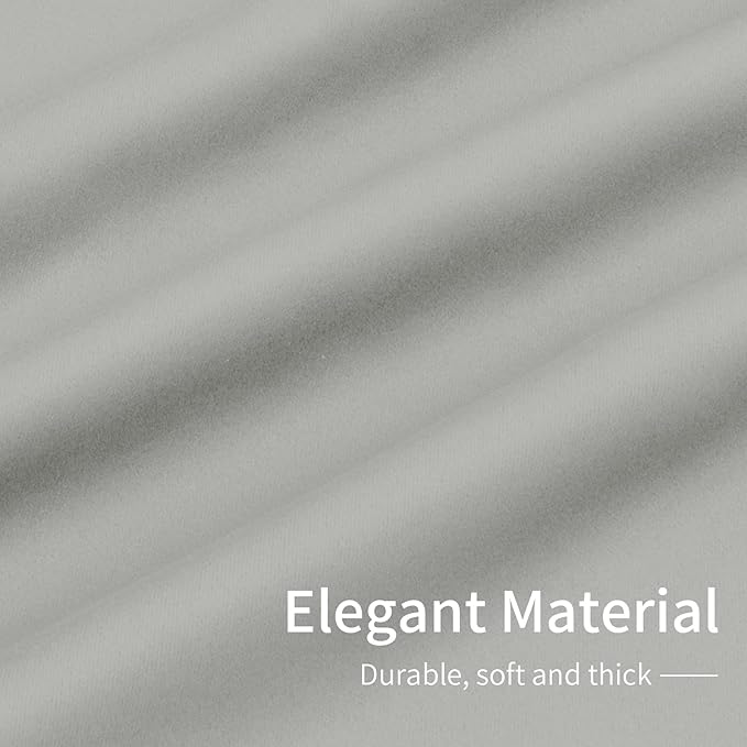 Easy-Going Blackout Curtains for Bedroom, Solid Thermal Insulated Grommet and Noise Reduction Window Drapes, Room Darkening Curtains for Living Room, 2 Panels (42x54 in, Greyish White)