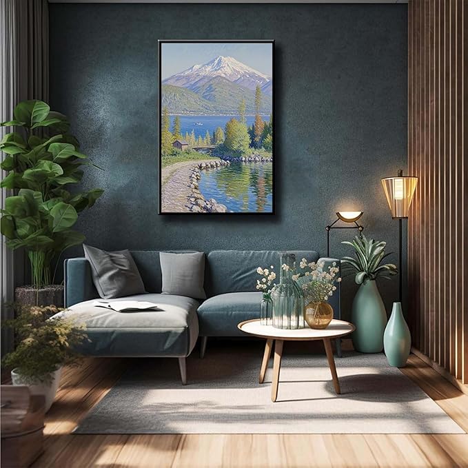 Color harmony mountain scenery blue sky lake wall painting suitable for living room natural scenery painting suitable for bedroom home decoration
