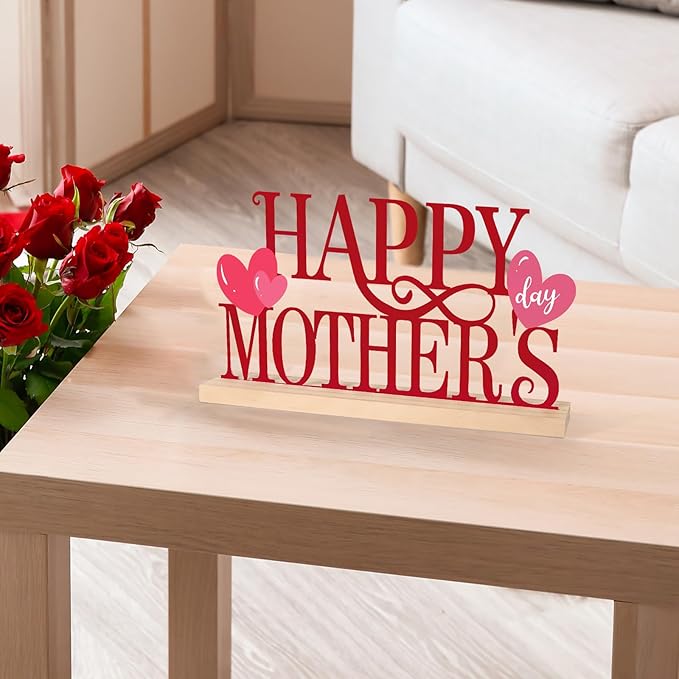 COCHIE Metal Happy Mother's Day Sign, Mothers Day Decorations for Home, Shelf, Mantel, Indoor, Mothers Day Gifts for Mom from Daughter Son, Mother Day Table Top Party Decoration (Mother's Day)