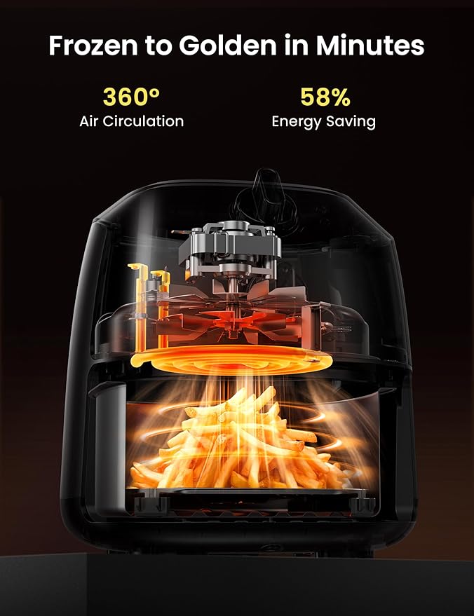 COMFEE' Compact 2.1 Quart Air Fryer with 12 Menu Options, Adjustable Timer & Temperature Control 180-400 degrees F, Dishwasher-Safe Nonstick Fry Basket with Stainless Steel Finish