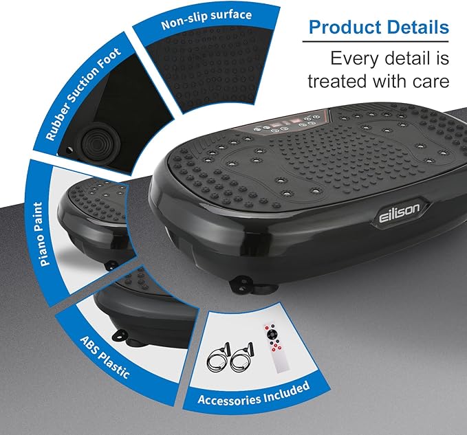 EILISON FitMax 3D XL Vibration Plate Exercise Machine - Whole Body Workout Vibration Platform w/Loop Bands - Lymphatic Drainage Machine for Weight Loss, Shaping, Wellness, Recovery